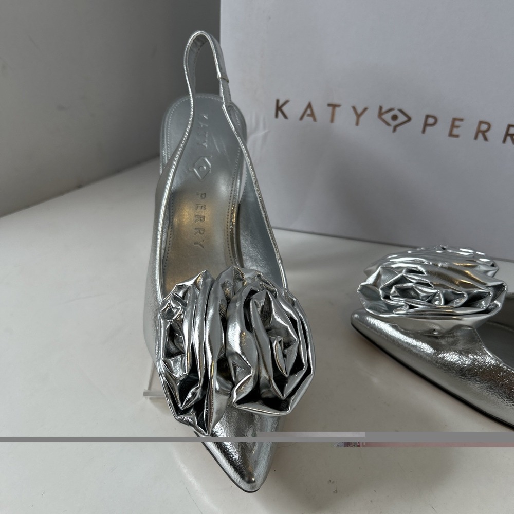 Katy Perry Laterr High Flower Silver Sz‎ 10 - Picture 2 of 10